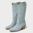 thumbnail image 7 of UngA Mid Calf Boots Cowboy Boots for Women Mid Calf Fashion Cowgirl Boots Light Blue,6.5, 7 of 7