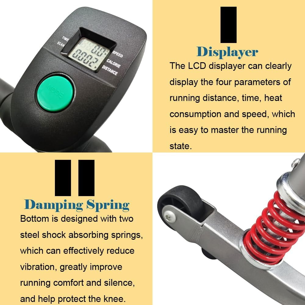 Portable Shock Absorption Walking Folding Treadmill Fitness Non-Electric Running Exercise Machine with Digital LCD Display for Home