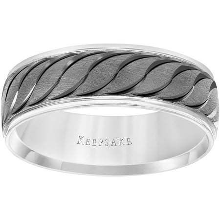 Keepsake Axis 10kt White Gold Engraved Band, 6.5mm