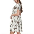thumbnail image 2 of Susaid Chickens Pattern Women's Casual Floral Print Crewneck Short Sleeve A Line Boho Maxi Dress, 2 of 6