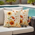 thumbnail image 5 of Orange Sunflower Pillow Covers 2 Pack Daisy Watercolor Summer Plant Farmhouse Pillowcase Waterproof Outdoor Throw Pillow Cover for Patio Garden Square Cushion 16”x16”, 5 of 9