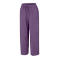 thumbnail image 6 of Wide Leg Pants for Women Loose Pocketed Linen Pants Women Purple XL, 6 of 9