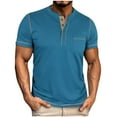 thumbnail image 2 of Tops para hombre, blusas y camisas de manga corta con cuello redondo para hombre, blusas casuales de moda para hombre, blusas de manga corta con cuello redondo de color liso, blusa de poliéster para h, 2 of 7