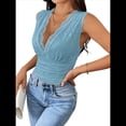 thumbnail image 3 of Body de Encaje Transparente para Mujer, Sin Mangas, con Escote en V Profundo Azul XL, 3 of 7