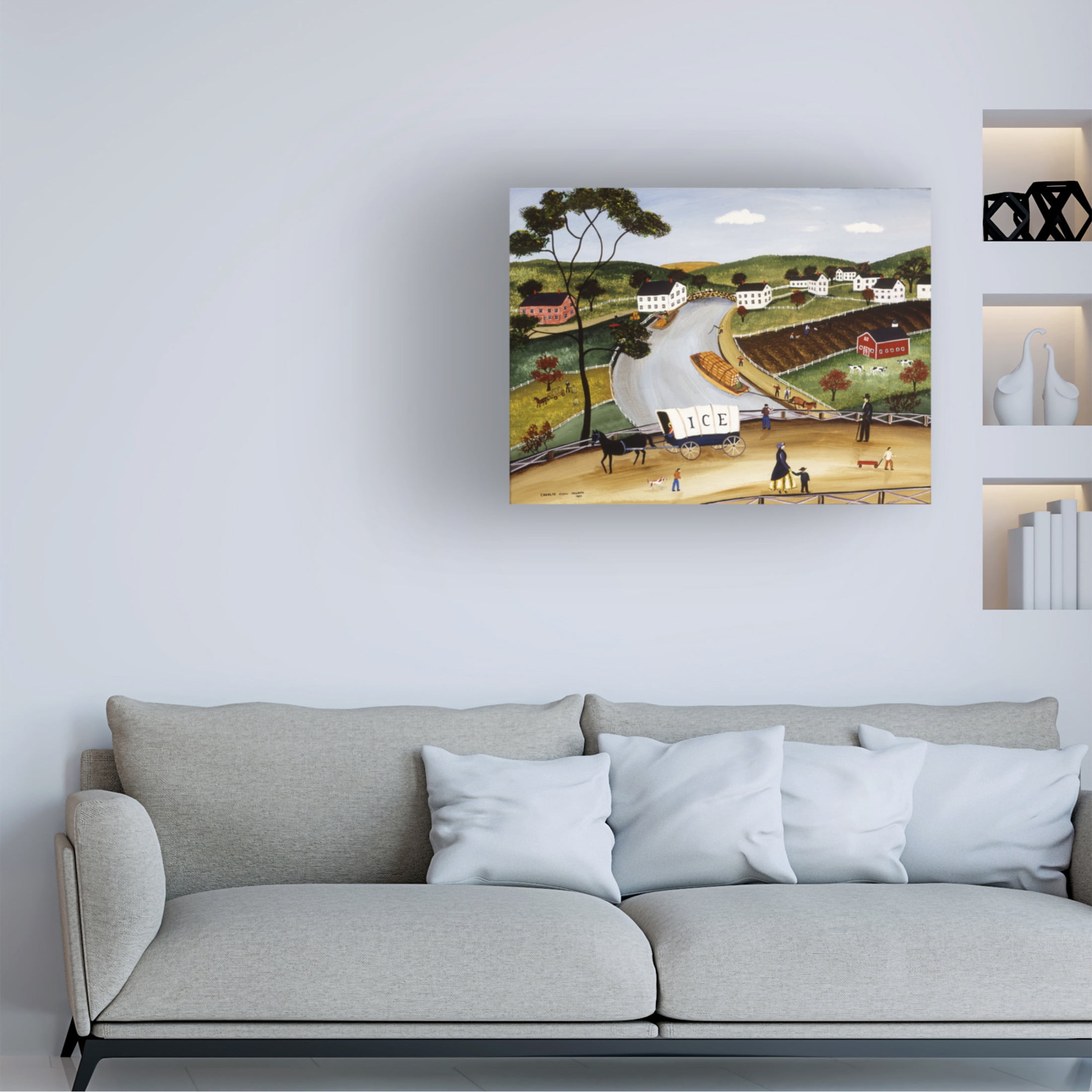 Canvas Wall Art - C Munro 'Crossing The Canal' Wall Art for Living Room, Bedroom, or Office Décor by Trademark Fine Art - 32 x 24 Inches