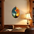 thumbnail image 4 of Canvas Wall Art Tree Abstract Hand Painted Teal Gold Dual Trees Yin Yang Shape Blue Oval Framed Canvas Prints Cottagecore Wall Hanging Decor for Home Office Gift 8.6"x11.4", 4 of 7