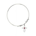 thumbnail image 2 of 8 inch Round Double Loop Bangle Bracelet w/ Loop Cross medal charm w/ July Red Swarovski Crystal, 2 of 3