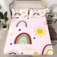 thumbnail image 2 of Homewish Multicolor Geometric Queen Sheet Set (4-Piece) Rainbow Sun Black Star Decor For Kids, 2 of 7