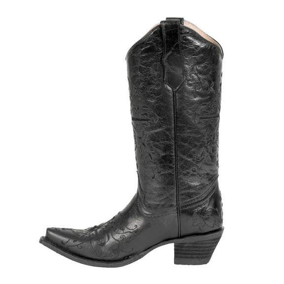 CORRAL Adult Female Cross Embroidery Snip Toe Western Boots, Color: Black, Size: 8, Width: M
