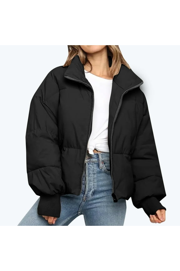 Women's Winter Warm Puffer Jacket Short down Parka for Women Cold Resistant Coat with Hood Puffer Coat Stand up Collar Jackets