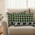 thumbnail image 2 of Sage Green Black Outdoor Waterproof Pillow Covers, Farmhouse Vintage Bear Buffalo Plaid Decorative Rectangle Throw Pillowcase Sofa Cushion Sham for Patio/Couch/Chair, 20"x12" 2 Pack, 2 of 8