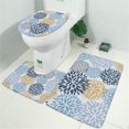 thumbnail image 2 of Blue Floral and Petal Pattern Bathroom Rugs Sets 3 Piece,Toilet Cover Set,Absorbent Non Slip Bathroom Mats Sets with U-Shaped Contour Rug Toilet Rug Set, 2 of 5