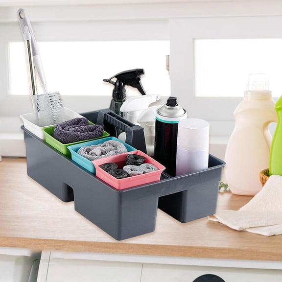 koolsoo Carrier for Cleaning Supplies Carry Basket with Handle Cleaning Tool Storage Box Storage Organizer for Home Office Restaurant S