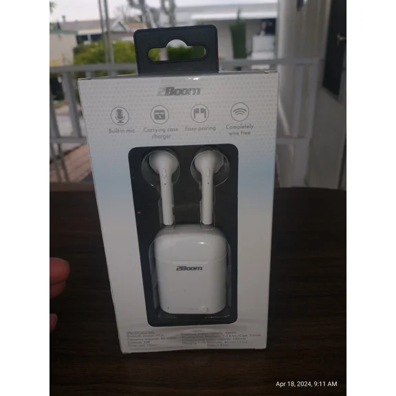 2Boom Roam Air True Wireless Earphones Bluetooth With Carrying Case Charger