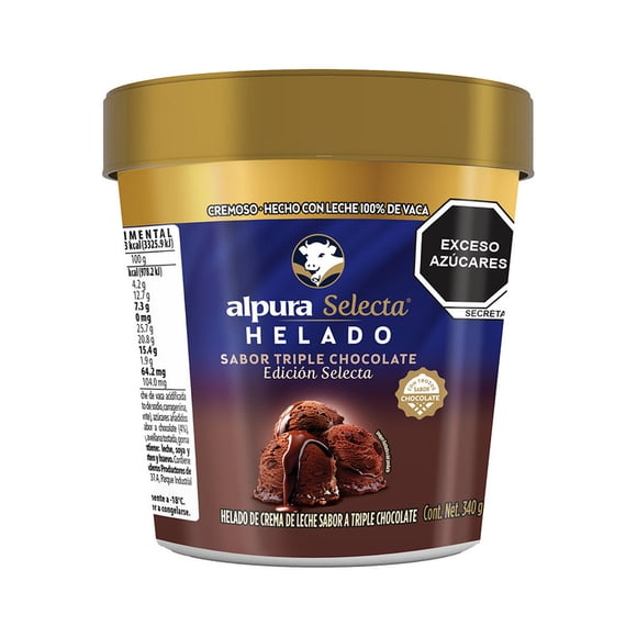 Helado Alpura Selecta triple chocolate 473mL c/u