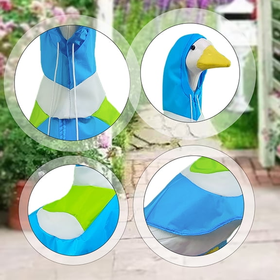 AuroraX Porch Goose Clothes Set 23" 17 19 inch Porch Goose Outfits 19 inch Raincoat Fall Summer Pattern Yard Lawn Garden Decor Goose Decor Blue