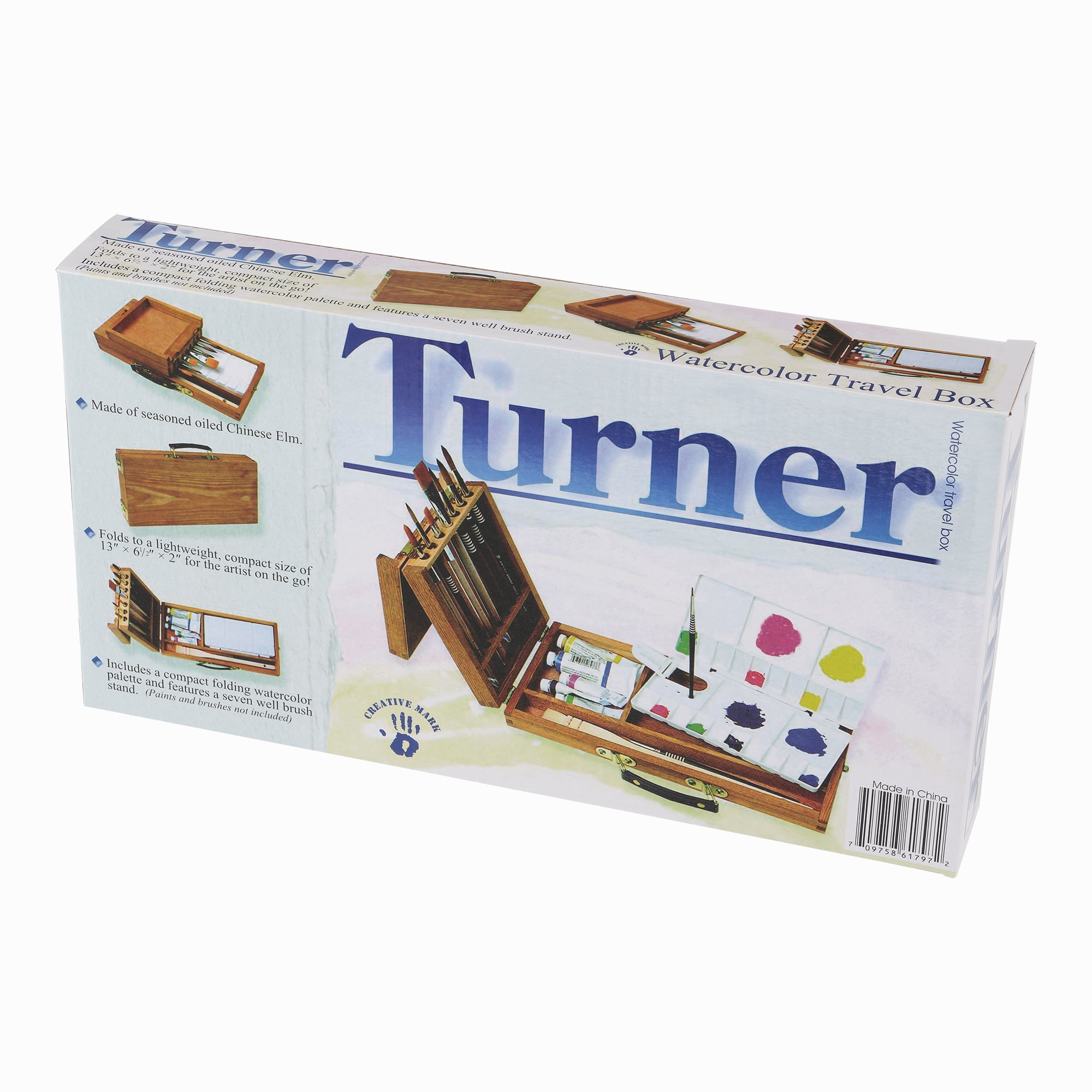Creative Mark Turner Watercolor Box - Travel Box For Carrying Watercolor Art Supplies & Plastic Watercolor Palette [13" x 6.5" x 2"]