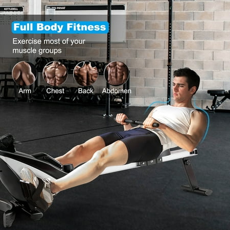 Costway - Magnetic Rowing Machine, Folding Rower with LCD Display and Adjustable Resistance, Exercise Cardio Fitness Equipm - Black/Grey