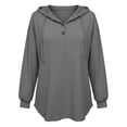 thumbnail image 4 of MLCDZ Hoodies for Women Button Drawstring Long Sleeve Hooded Casual Sweatshirt Fall Loose Fit Lightweight Outdoor Activities Sports Tops, 4 of 8