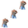 thumbnail image 1 of Sonducket Chaleco con escote en V profundo Camisola de color sólido Sin espalda Sin mangas Camisa corta para niñas Ropa de moda de noche de Gris M 3piezas, 1 of 6
