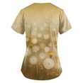 thumbnail image 3 of EHTMSAK Scrubs Tops Prints with Pocket Floral Womens Top with Pockets Floral Patchwork Printed Short Sleeve V-Neck Blouse Orange S, 3 of 3