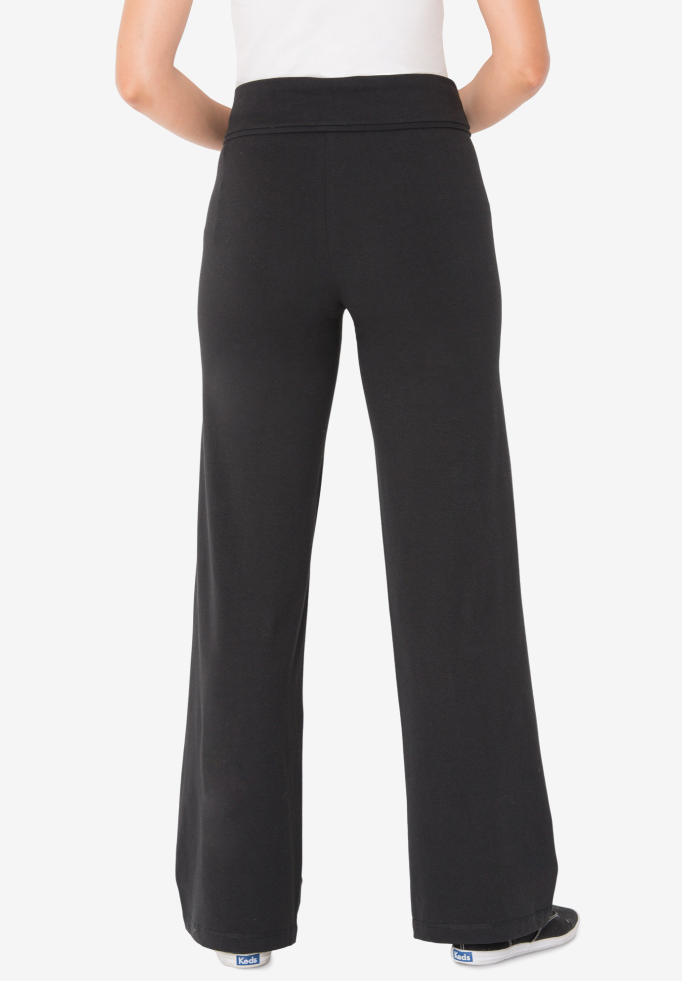 Plus Size Stretch-Cotton Knit Pull-On Wide-Leg Leggings - image 4