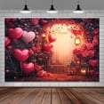 thumbnail image 3 of 8 x 6 ft Valentine's Day Party Background Red Rose Garden Wall Red Rose Love Heart Background Banner Birthday Party Artistic Portrait Decoration Backdrop Photo Studio, 3 of 5