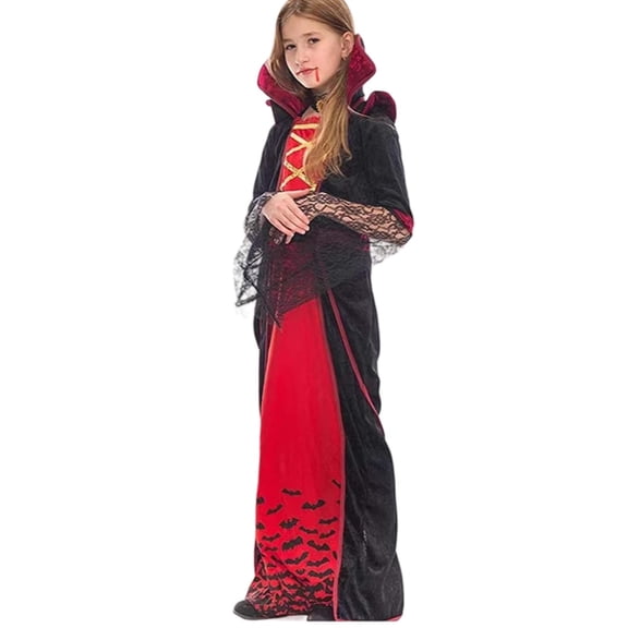 CONZONE Halloween Outfit For Girls Hallowmas Dress Dress Up Clothes For Kids Trendy Festival Stage Party Outfits Size 9-12 Years Watermelon Red