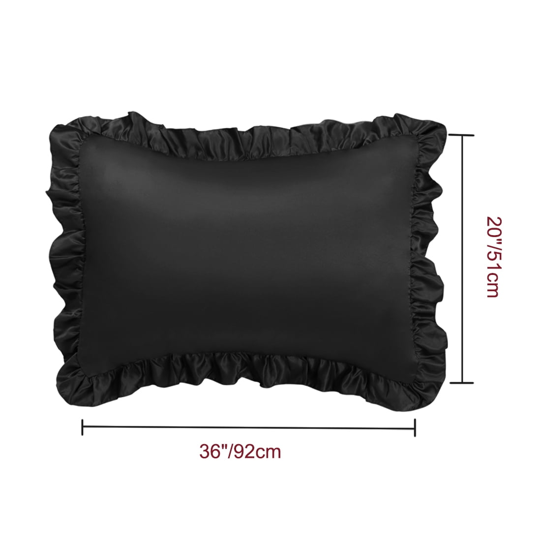 Unique Bargains 2-Piece Satin Ruffled Edge Pillowcases, King, Black
