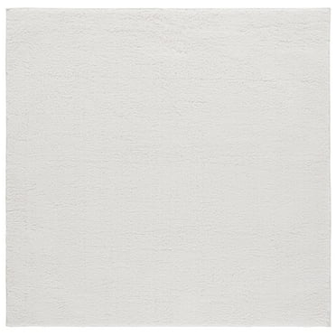 SAFAVIEH Rumi Blaire Solid Polyester Shag Area Rug, Ivory, 6'7" x 6'7" Square