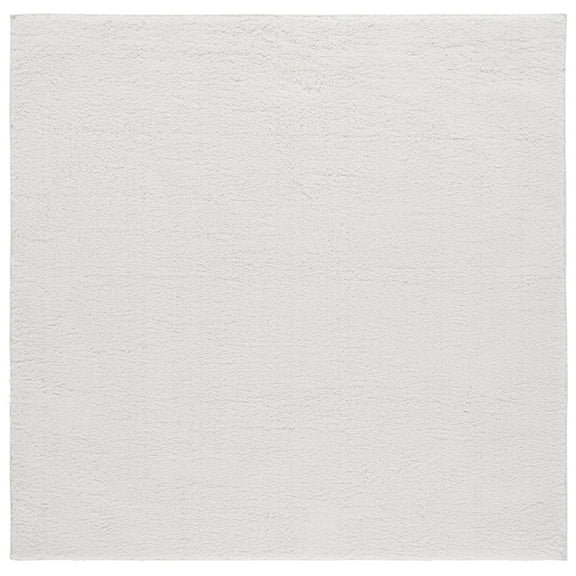 SAFAVIEH Rumi Blaire Solid Polyester Shag Area Rug, Ivory, 6'7" x 6'7" Square