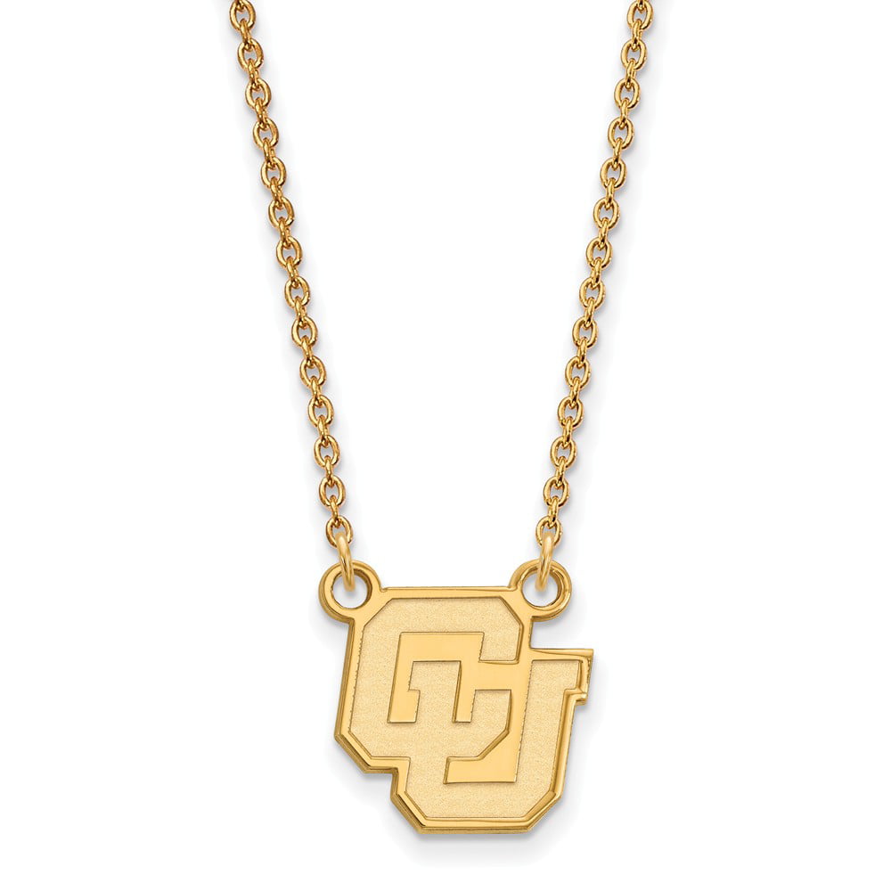 Width = 12mm 925 Sterling Silver Yellow Gold-Plated Official University of Colorado Small Pendant Charm Necklace 