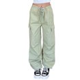 thumbnail image 1 of xiaxaixu Women Baggy Pants Solid Color Drawstring Waist Cargo Pants Multiple Pockets Jogger Pants, 1 of 7