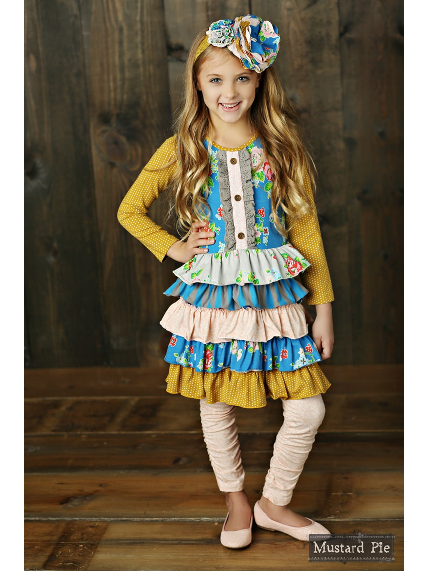 Mustard Pie Mustard Pie Little Girls Multi Picnic Lunch Long Sleeve