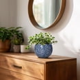 thumbnail image 2 of Ordivic 4 inch Blue Ceramic Planter Pot with Drainage Hole & Saucer, Mini Indoor Succulent Plant Pot for Trailing Pilea Peperomia Ivy ZZ Plant,Bedroom Desk Apartment Decor, 2 of 7