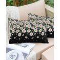 thumbnail image 6 of Pack of 2 Outdoor Pillow Covers, Flowers White Daisy Green Leaves Black Waterproof Square Throw Pillowcase Cushion Decorative Pillow Covers for Couch Patio Tent, 20x12 in, 6 of 6