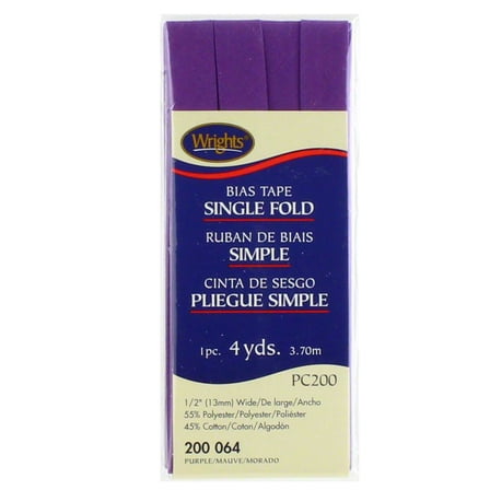 Wrights 1/2"x4 Yd Single Fold Bias Tape-Purple