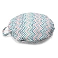 thumbnail image 1 of Mexican Print Round Floor Cushion with Handle, Repetitive Vertical Zigzag Motifs in Pastel Colors, Decorative Pillow for Living Room & Dorms, 18" Round, Rose Sea Blue, by Ambesonne, 1 of 4