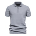 thumbnail image 2 of JTieacloth Collar Shirt for Men Mens Summer Lapel Casual Knit Shirt Fashion Solid Color Cotton Short Sleeve Tops Gray S, 2 of 6