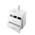 thumbnail image 5 of Yardi Yarda 32-Inch White Gloss Wall-Mounted Vanity with Double Drawers and Soft-Close System, Modern and Minimalist Vanity with Ceramic Sink and Aluminium Frame for Indoor as Bathroom, White, 5 of 9