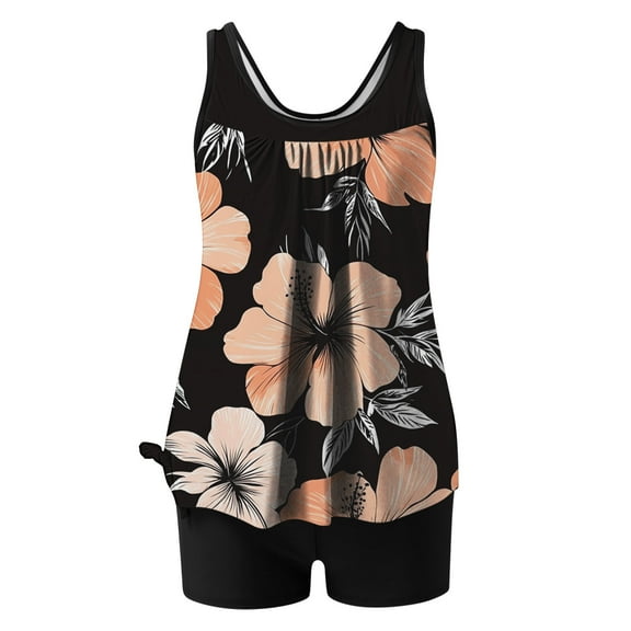 FDGIU ‌2025 Trendy Women's Floral Tankini Swimwear Set, Modest Athletic Bathing Suit with Shorts, Tummy Control Two Piece Swimsuits for Beach & Pool;High Waisted Swimsuit