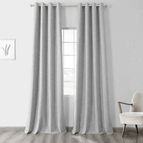 Millennial Grey Thermal Cross Linen Weave Blackout Grommet Curtain (1 Panel), Millennial Grey, 50W X 108L
