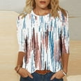 thumbnail image 6 of ZQUUVOU Women's T-Shirt 3/4 Short Sleeve Loose Elastic Printing Blouse M-White (XL), 6 of 6