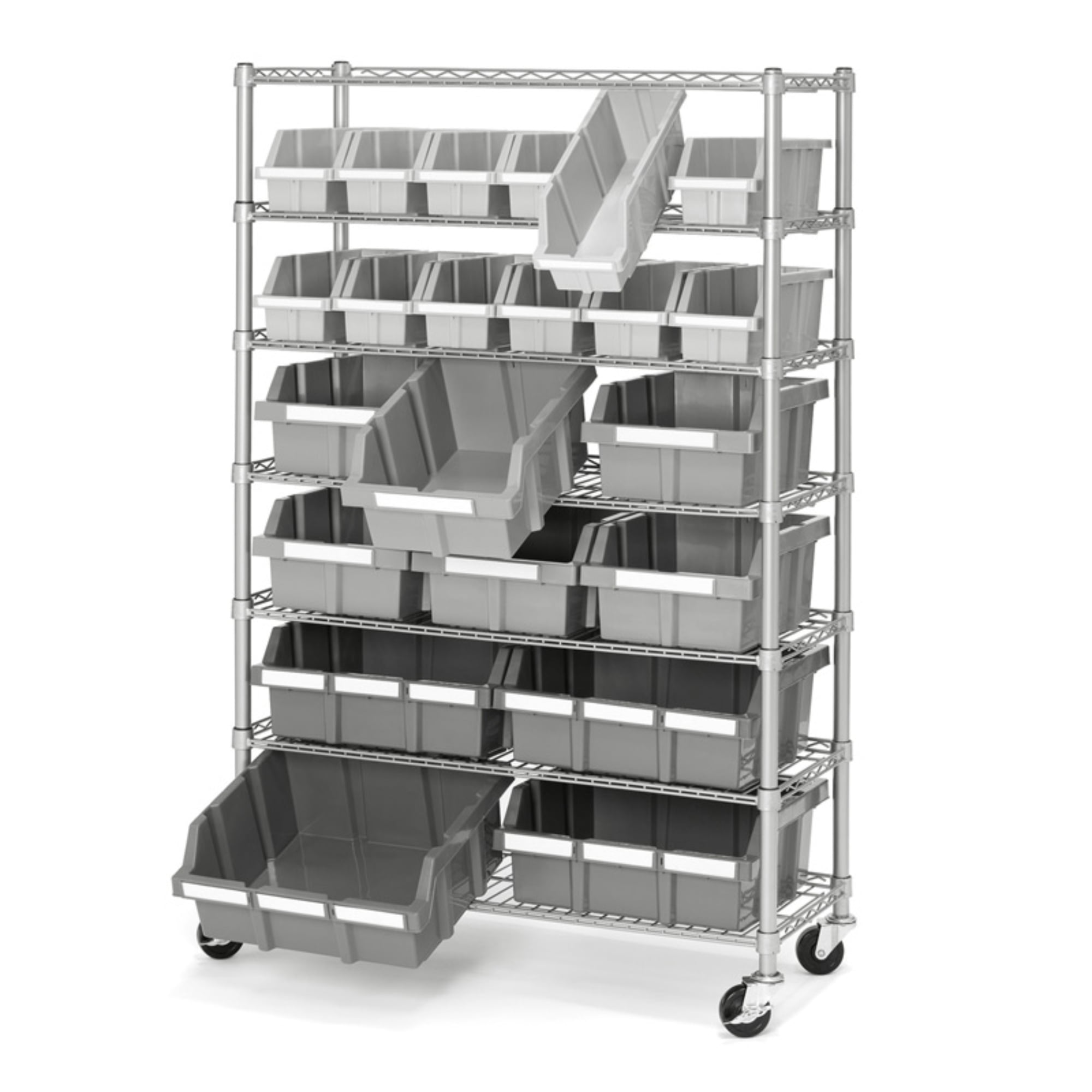 Seville Classics Commercial Bin Rack w/ Wheels - 22 Bins NEW FREE SHIPPING