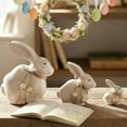 thumbnail image 4 of chaungfeng 3PCS Easter Bunny Figurines, Handmade Wood Rabbit Statue with Rope Beads, 3 Sizes Rustic Bunnies Animal Sculpture for Farmhouse Tiered Tray Mantel Display Decor, 4 of 7