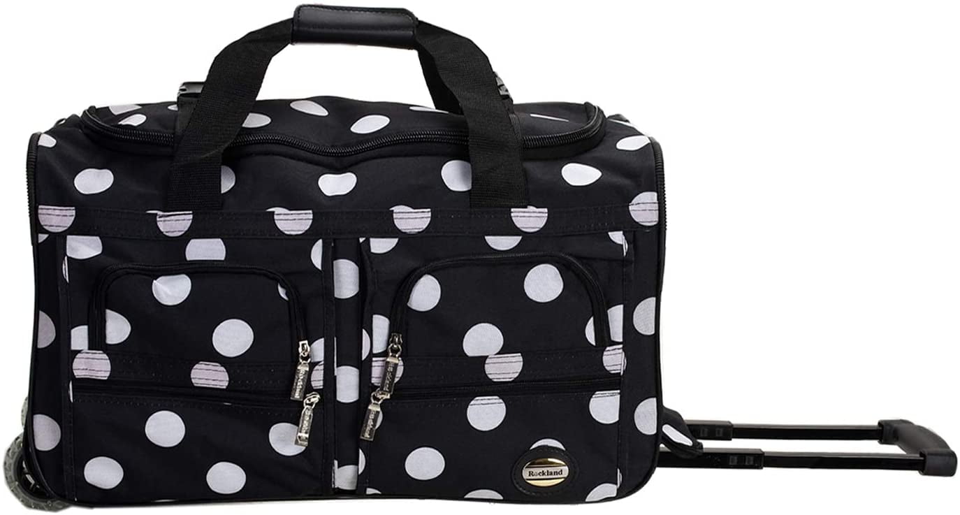 Rockland Rolling Duffel Bag, Black Dot, 22Inch ( Pack of 2 )