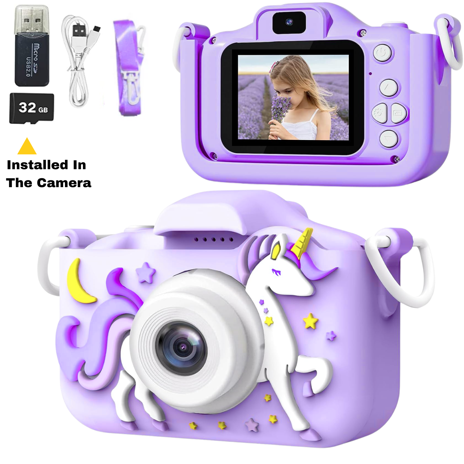 MOPO Kids Digital Camera, Unicorn Design, Purple photo 1