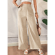 thumbnail image 5 of Pantalones de Mujer con Cintura Elástica Fruncida, Pierna Recta, Tiro Alto y Largos. Albaricoque XL, 5 of 8