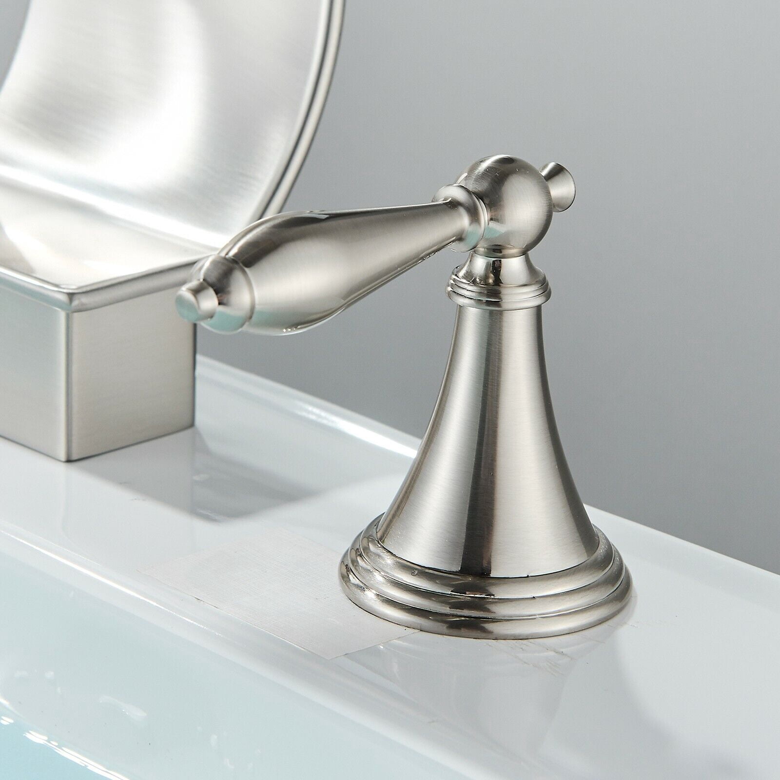 Zovajonia Bathroom Faucet 3 Hole Vanity Basin 8 Inch High Arc Sink Faucet Mixer Bronze Bath Faucets , Widespread bathroom faucets for sink 3 hole Waterfall Tub Faucet Brushed Nickel