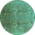 thumbnail image 1 of Ahgly Company Indoor Round Oriental Turquoise Blue Industrial Area Rugs, 6' Round, 1 of 4